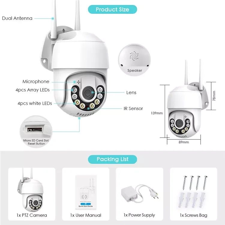 CAMERA DE SECURITATE WIFI CU 2 ANTENE