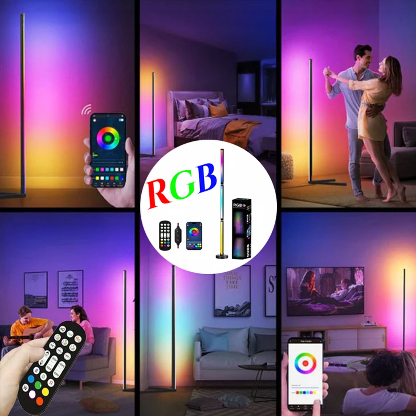 LAMPA DE COLT RGB 120CM CU TELECOMANDA SI APLICATIE