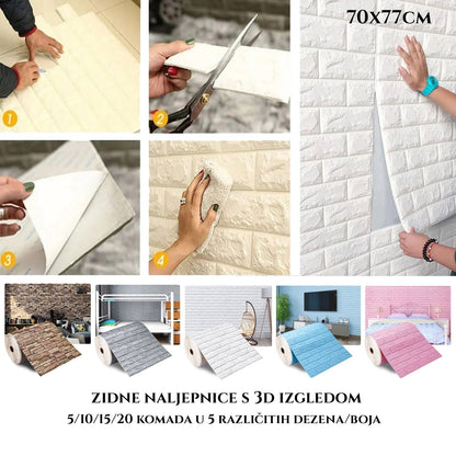 AUTOCOLENTE DE PERETE CU ASPECT 3D 70X77
